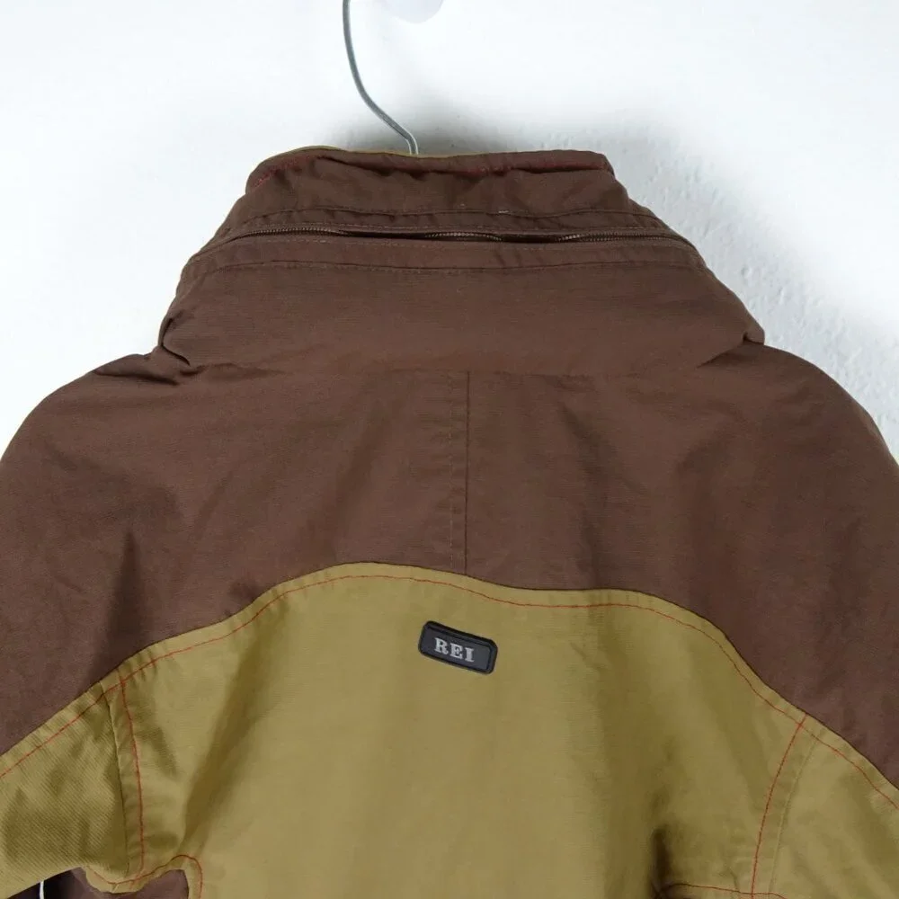 REI Full Zip Jacket Boys Size S Brown Hood Pockets Lined
